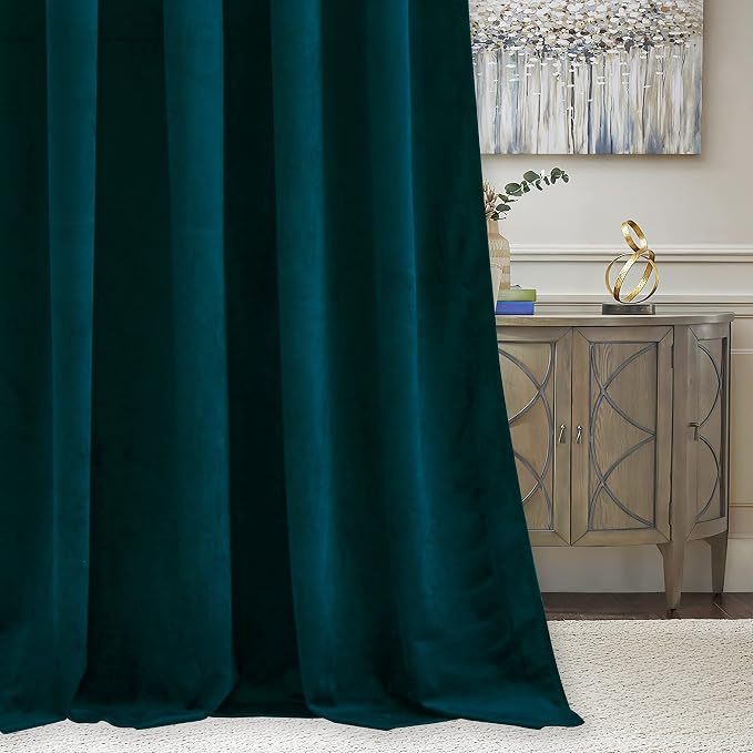 RYB HOME Teal Velvet Blackout Curtains 96 inches - Image 6