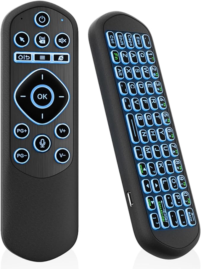 iPazzPort Air Mouse Remote with Keyboard, 2.4G Wireless & Bluetooth Backlit Controller, 7-Color LED, Rechargeable Type-C, IR Learning for Smart TV, Android Box, PC, HTPC