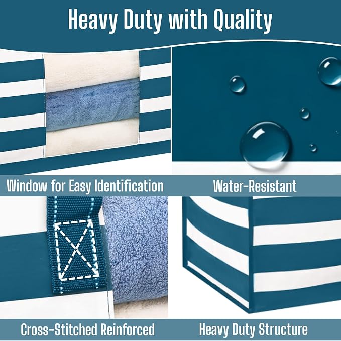 VENO Moving Bags, Wide Open Top, Classic Navy Stripe, 6 Pack | Moving boxes - Image 4