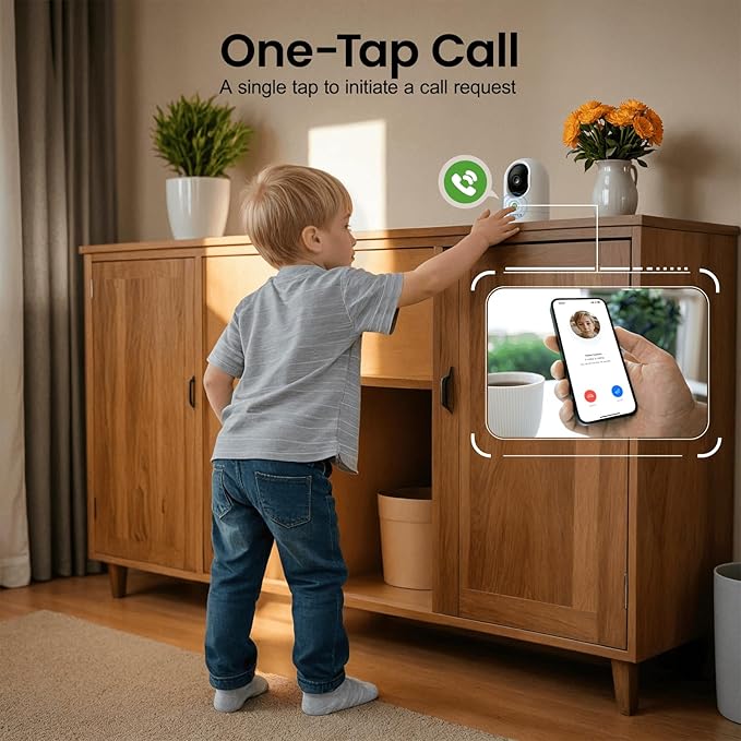 INFIYA 2K Security Camera Indoor-360 Cameras for Home Security and One-Tap Call, Elderly/Cat/Baby/Nanny, Motion Alert, Intelligent Tracking, 2.4GHz WiFi Only, Work with Alexa/Google Home, K7 2Pack