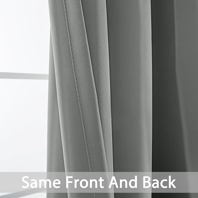 Yakamok Blackout Curtains 38x72 inch Dove Grey Thermal Drapes-Bedroom | 2 panels - Image 3