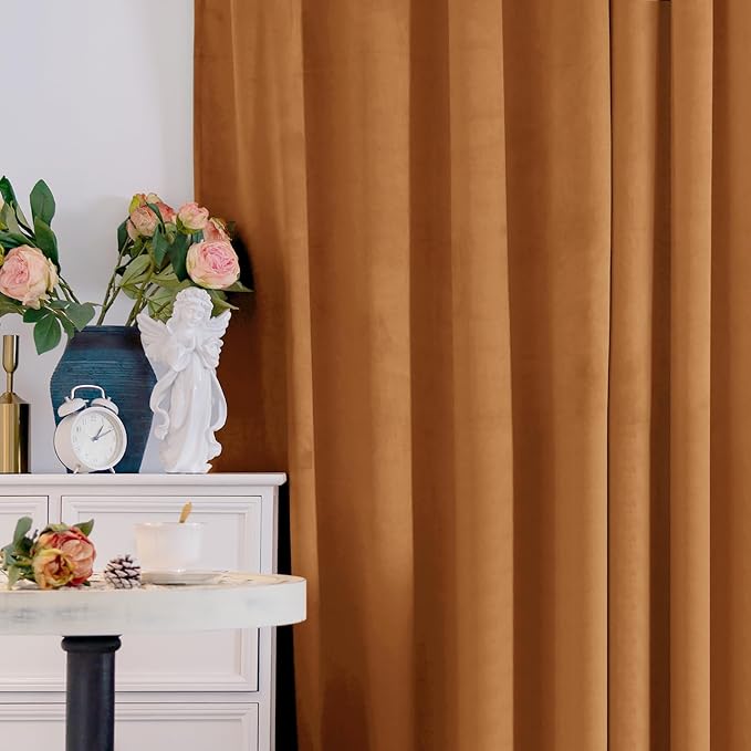 BGment Orange Blackout Velvet Curtains 96 inches 2 Panels - Image 9