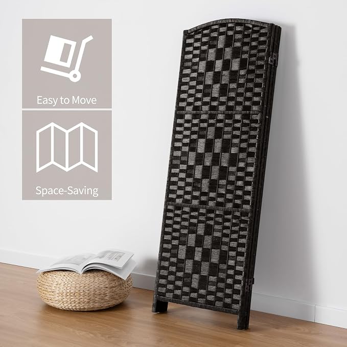 HALLYBEE Short Room Divider, Small Folding Privacy Screens, 3 Panel Black | - Image 5