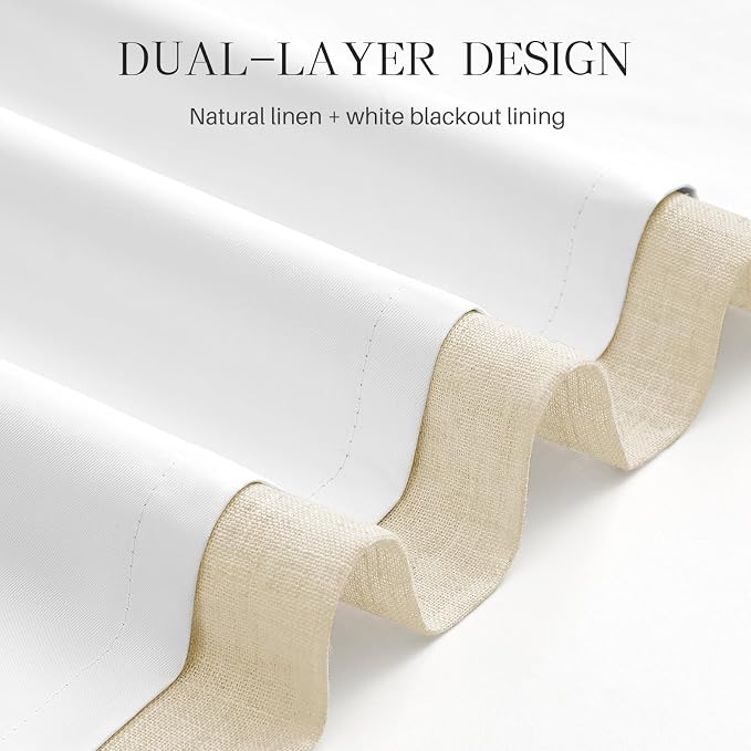 Pinch Pleated Linen Curtains 100% Blackout 90 Inches Long - Image 3