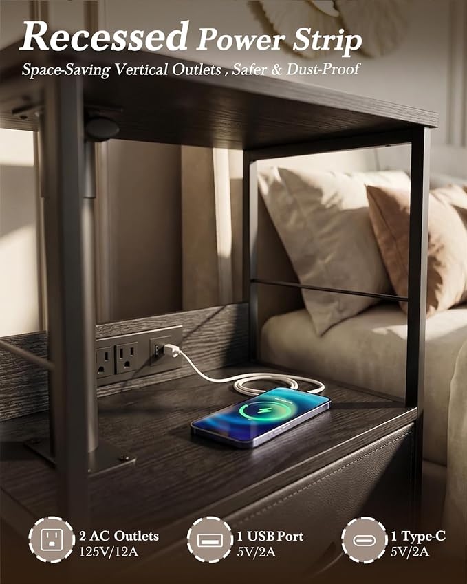 Faesun Swivel Lift Top Nightstand - Image 4