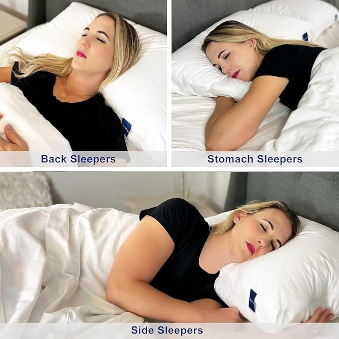 ACCURATEX Pillows King Size Set of 2, Hybrid Shredded Memory Foam Pillow[Adjustable Loft], Fluffy Down Alternative Fill Removable Cotton Cover, Firm Supportive Pillow for Side Back Sleepers