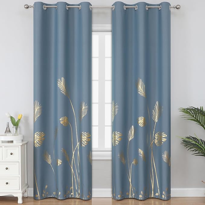 Stone Blue Blackout Curtains 84 Inches Long by ESTELARTEXTILER