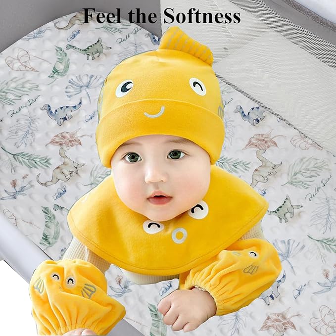 Dot Bassinet Sheet Set 2 Pack Stretch Fitted Cradle Sheets,Ultra Soft,Universal Fit Oval Rectangle Hourglass Pad/Mattress, for Baby Girls and Boys Light Green Dinosaur