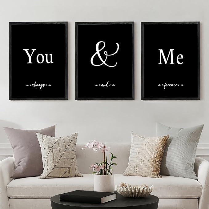 Houmury Set of 3 Framed Wall Decor Farmhouse Wall Art You & Me Always and - Image 4