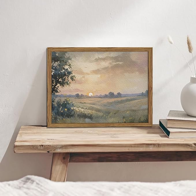 Vintage Sunset Wall Art Rustic Cottagecore Landscape Wall Decor Fall Country - Image 5
