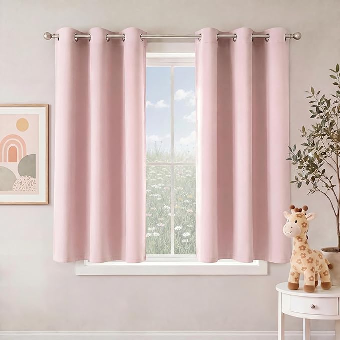 NICETOWN Blush Pink Room Darkening Curtains 50 Inches Long 2 Panels by NICETOWN