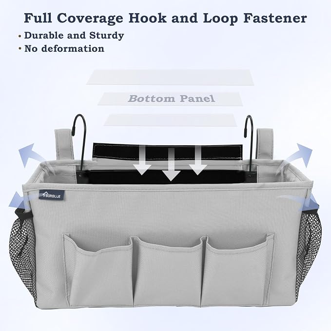 Surblue Bedside Organizer with Hook Bedside Caddy Hanging Storage Bag with - Image 5
