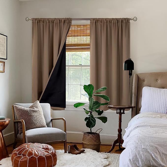 BGment Taupe 100% Blackout Curtains - Image 2