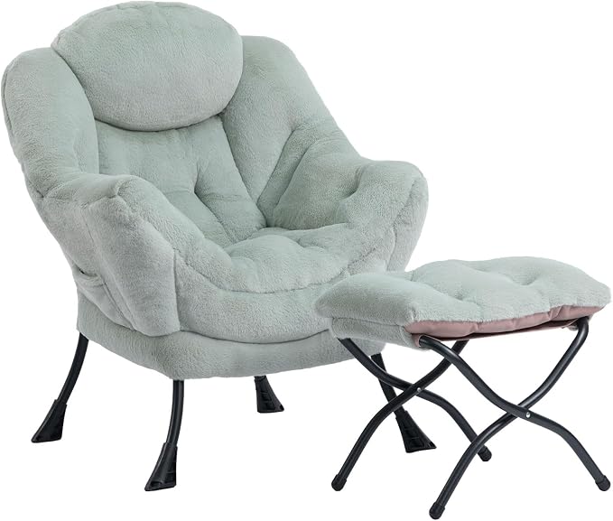HollyHOME Lazy Chair with Foldable Ottoman, Accent Comfy Lounge Armchair and by HollyHOME