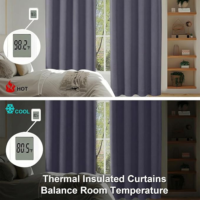 Simplebrand Ava Greyish Purple Short Blackout Curtains - Image 6