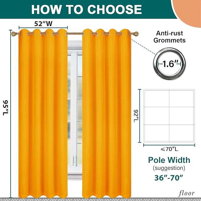 Diraysid 100% Blackout Curtains Yellow Linen Curtains - Image 5