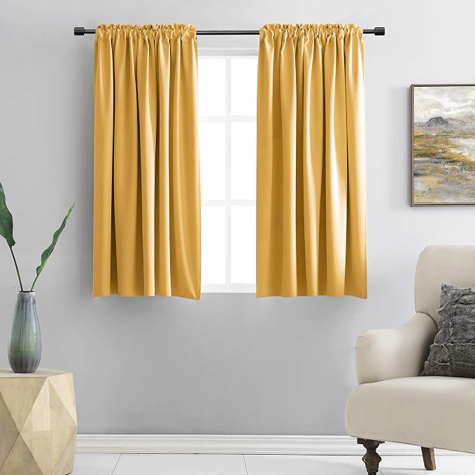 Dark Yellow Blackout Curtains for Kitchen by DONREN
