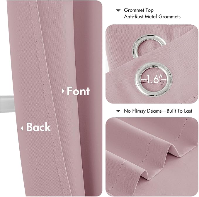 MIULEE Blackout Curtains for Bedroom 2 Panels 40 x 63 Inch Long Blush Pink | - Image 4