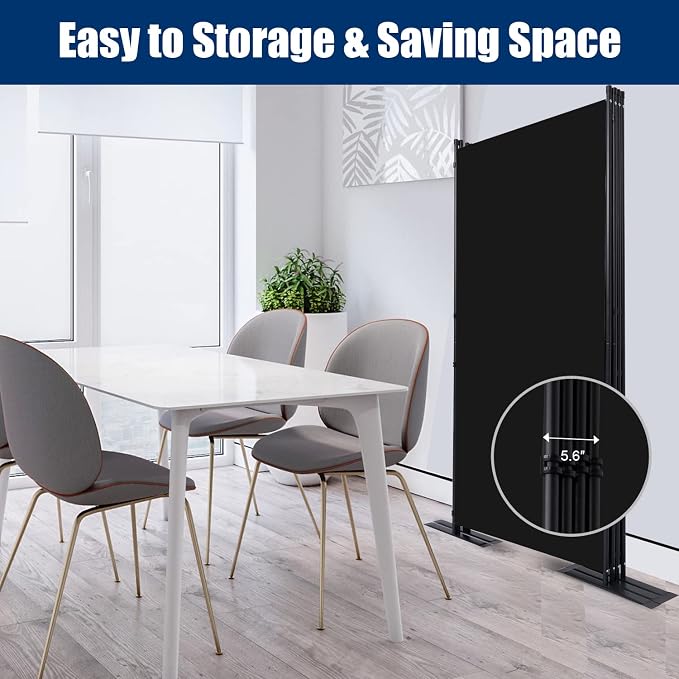 Room Divider 4 Panel-136''Wide, 6FT Room Dividers and Folding Privacy Screen | - Image 4