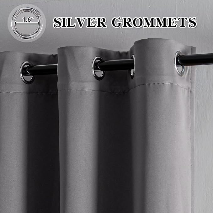 IGEMAEVE Blackout Curtains for Bedroom Grommets Light Grey 35" W x 96" L | - Image 3
