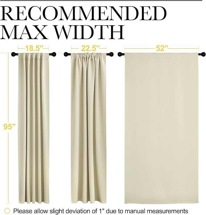 NICETOWN Living Room Blackout Curtains 95 inches Long, Window Treatment Room - Image 7