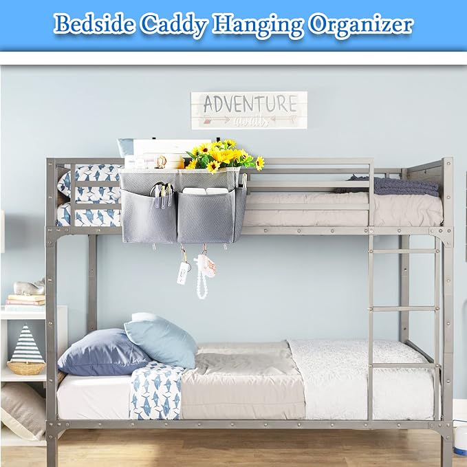 Bedside Caddy Organizer 5 Pockets and 4 Hooks - Image 3