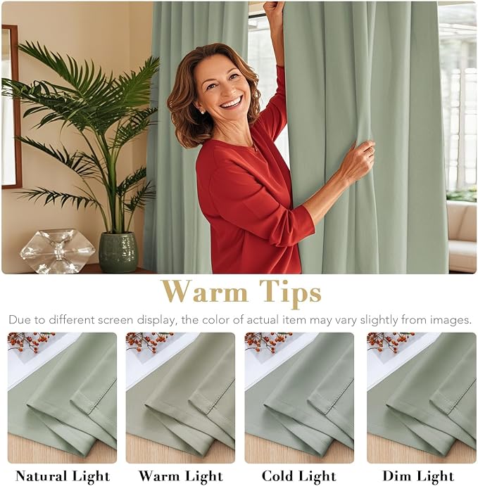 H.VERSAILTEX Back Tab Sage Green Curtains 90 Inch Long - Image 6