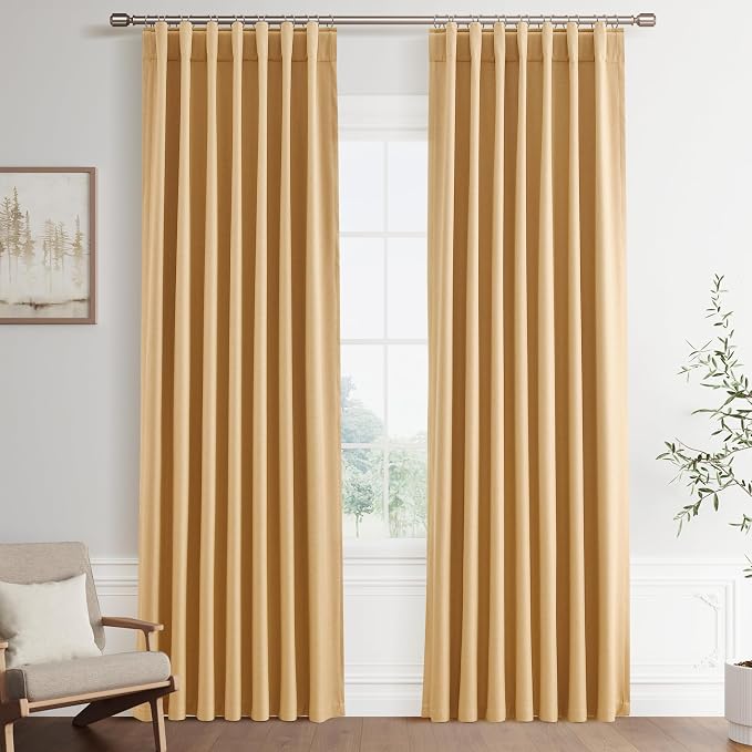 Joywell 100% Blackout Linen Curtains 90 Inch Long by Joywell