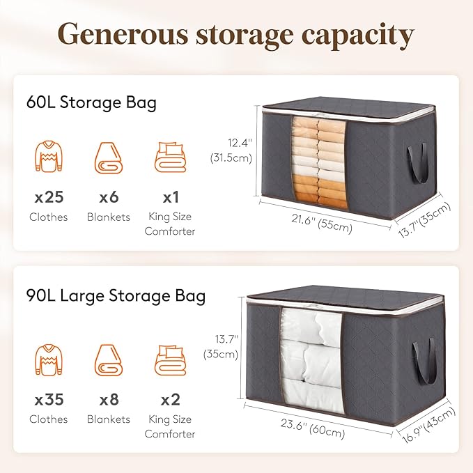 Lifewit 4 Pack 60L Clothes Storage Bins - Image 2