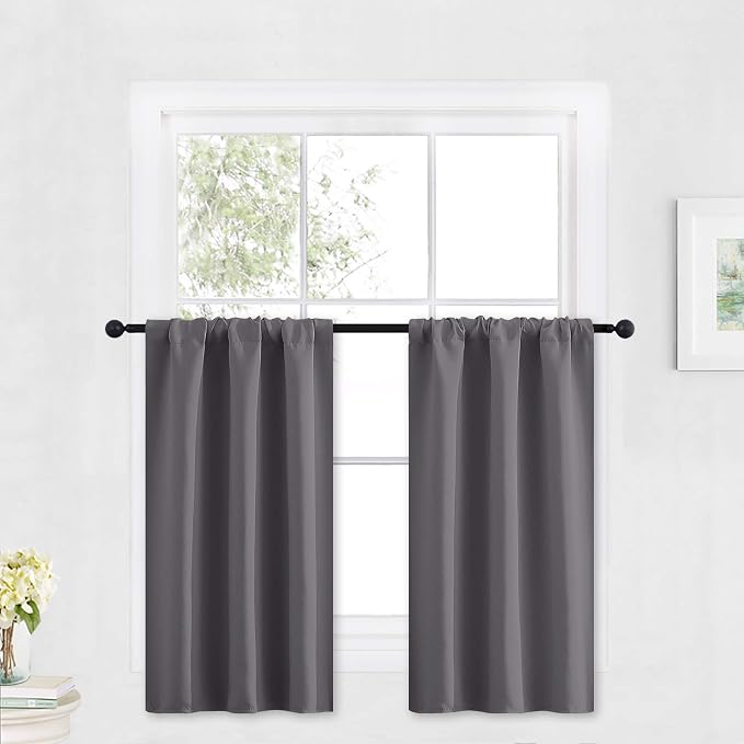 RYB HOME Cafe Blackout Curtains 30 inch Length, Short Window Curtain Tiers | by RYBHOME