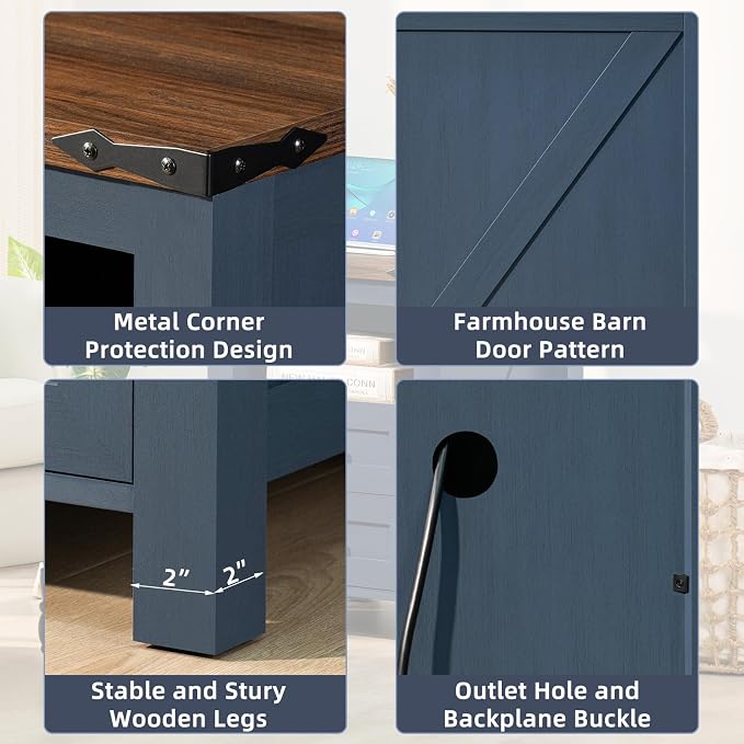 Joaxswe Nightstand with Charging Station, Farmhouse Night Stand with 2 Drawers - Image 9