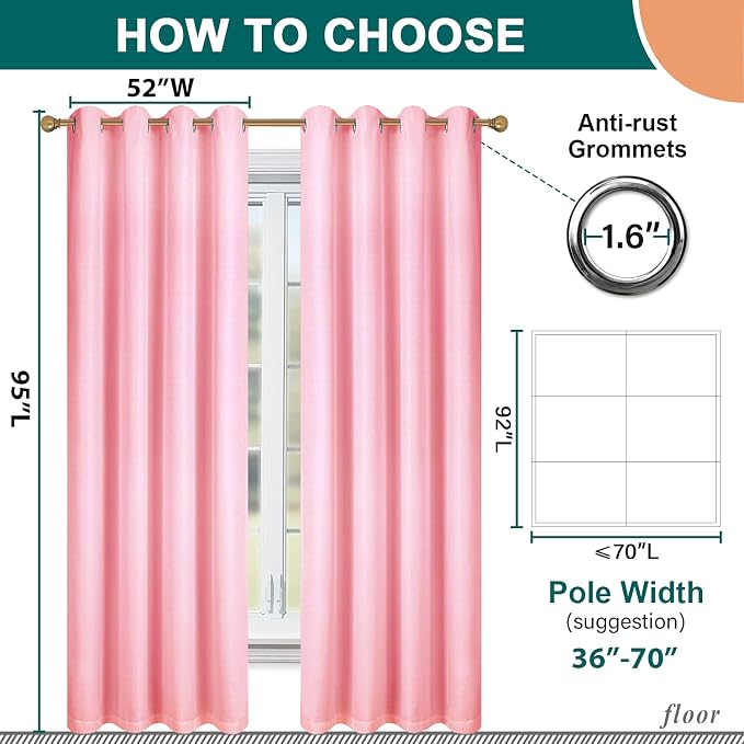 Diraysid 100% Blackout Curtains Pink Linen Curtains - Image 5
