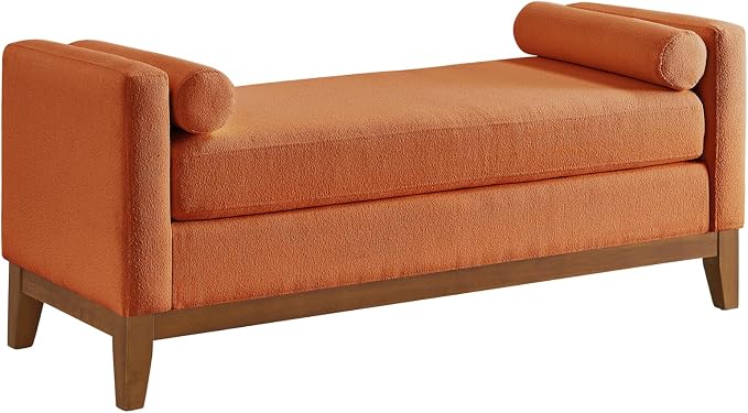 51" End of Bed Bench for Bedroom Living Room, Dark Orange. - Image 7