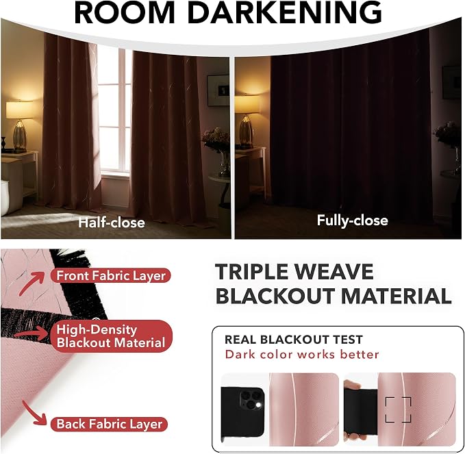Deconovo Curtains for Living Room, Pattern Blackout Curtains 72 Inches Long | - Image 6