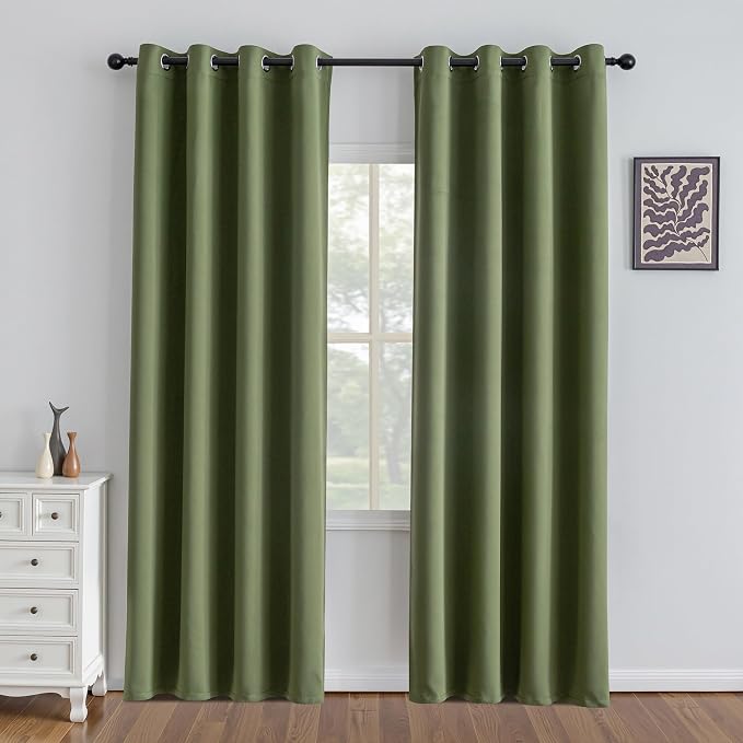 IGEMAEVE Blackout Curtains for Bedroom Grommet Olive Green 52" W x 84" L | by Unknown