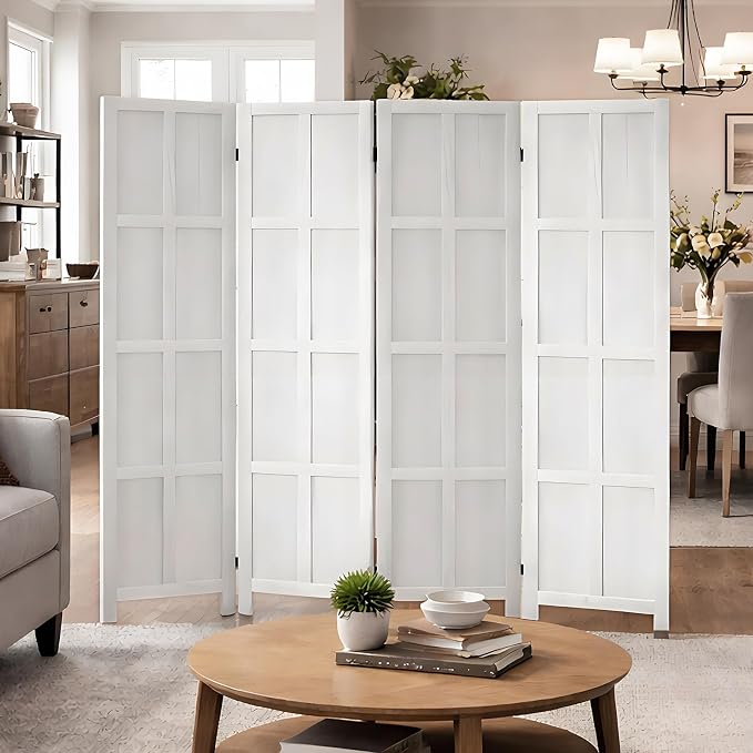 4 Panel Wood Room Divider and Folding Privacy Screen 67″, Freestanding Wall - Image 2