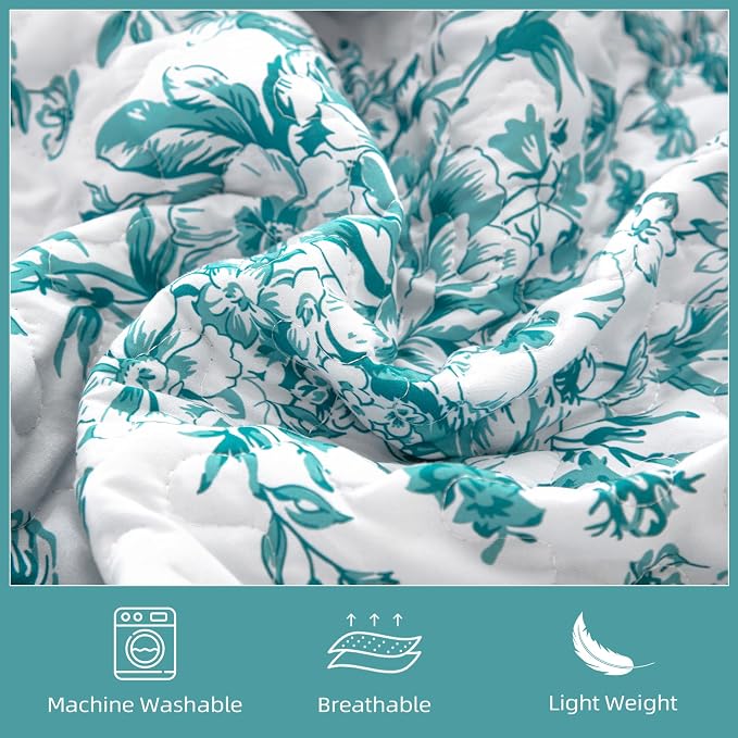 WONGS BEDDING Botanical Quilts Queen Size, Bedspread Set, Polyester Coverlet - Image 6
