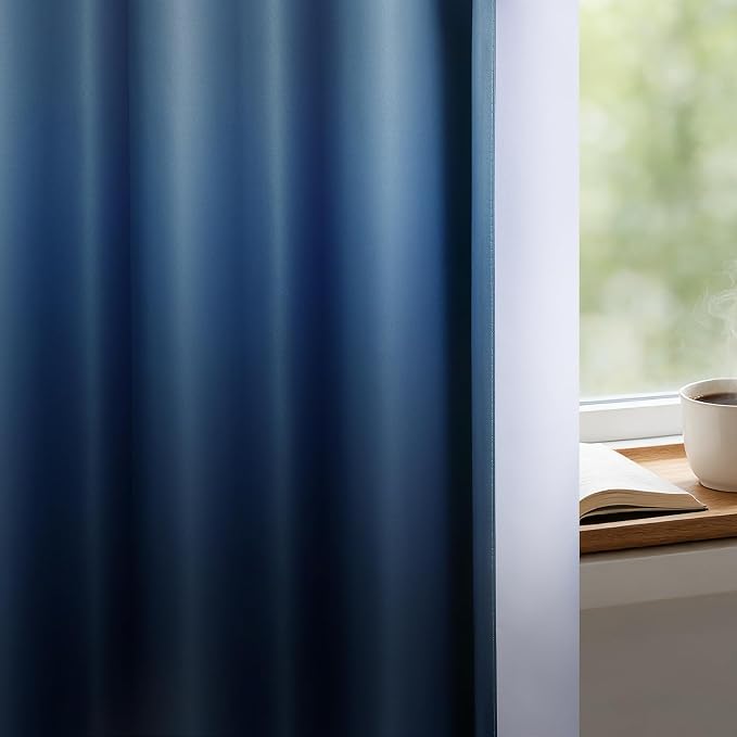 SimpleHome Ombre Gradient Blue White to Gray Curtains - Image 6