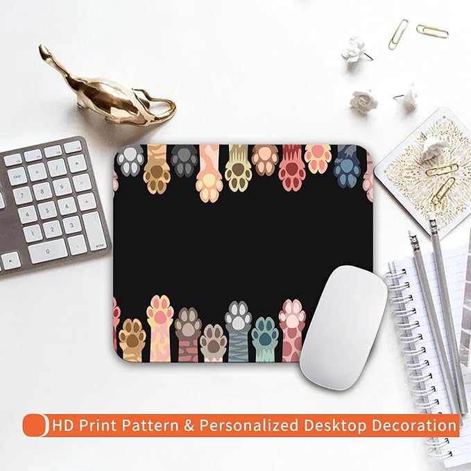 Armanza Square Mouse Pad Cute Cat Claw,Personalized Premium-Textured Custom Mouse Mat Design,Washable Mousepad Cloth,Non-Slip Rubber Base Computer Mouse Pads for Wireless Mouse