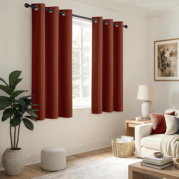 Fall Rust Blackout Curtains for Bedroom Living Room W40 x L63 | Terracotta - Image 5
