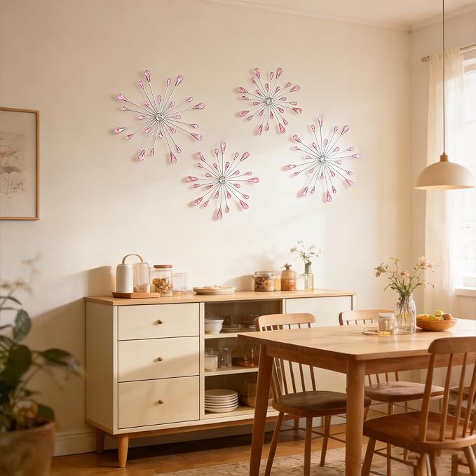 ZEXUIRU 4 Set Silver Starburst Wall Art - Image 6