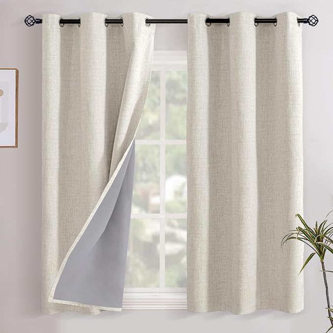 YoungsTex Natural Linen Blackout Curtains 40 Inches Long by YoungsTex