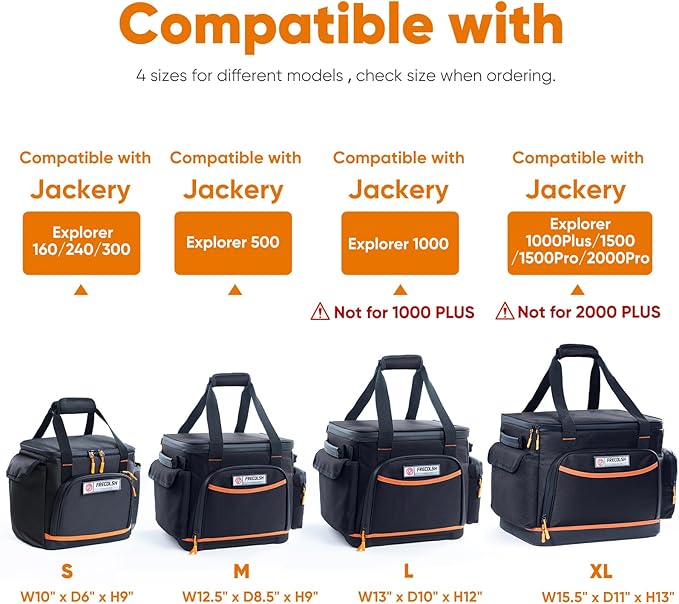 FRECOLSH Travel Carrying Case Compatible with Jackery 500, Portable Power Station Storage Case with Water- proof Bottom and Pocket for Jackery Accessories, Storage Bag Only
