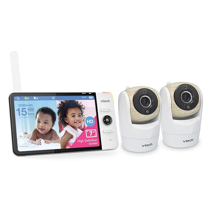 VTech VM919HD (Upgraded) Video Monitor with 7'' 720p Screen,360 Panoramic Viewing, 110 Wide-Angle View,Night Vision, Up to 1000ft Range, Secured Transmission No WiFi