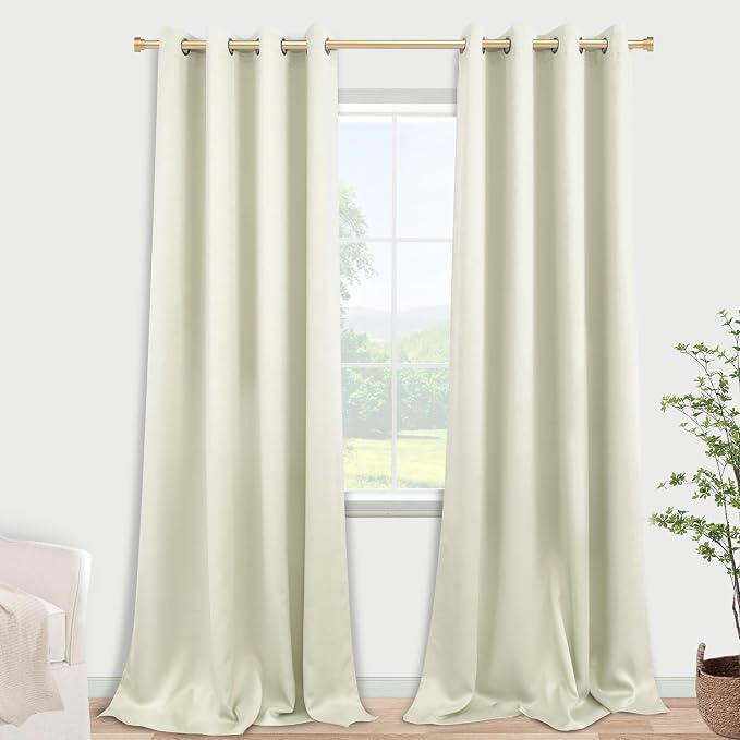 KOUFALL Cream Blackout Curtains 100 Inches Long 2 Panels Set - Image 3