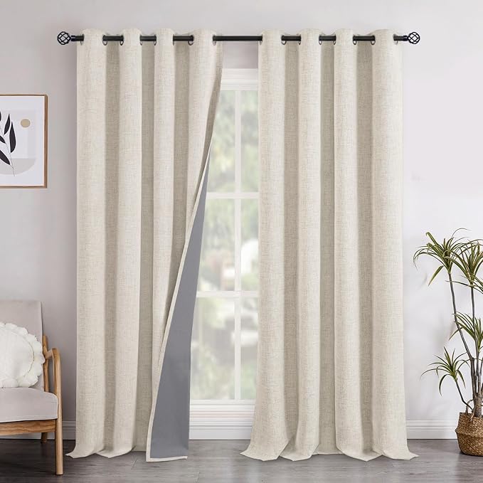 YoungsTex Linen Blackout Curtains 96 Inches Long by YoungsTex