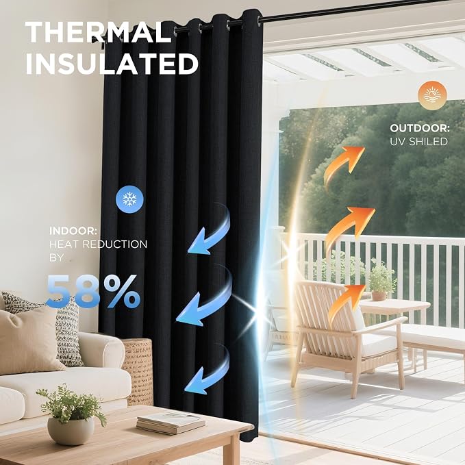 Joydeco Black 100% Blackout Curtains - Image 3