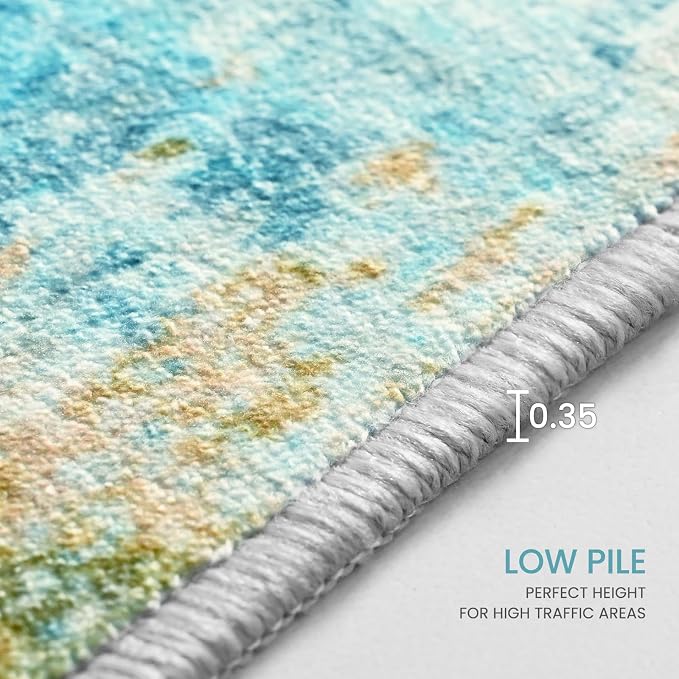 Runner Rug for Kitchen Teal Blue Hallways Runner Rug Non Slip 2'6''x8' Washable - Image 8