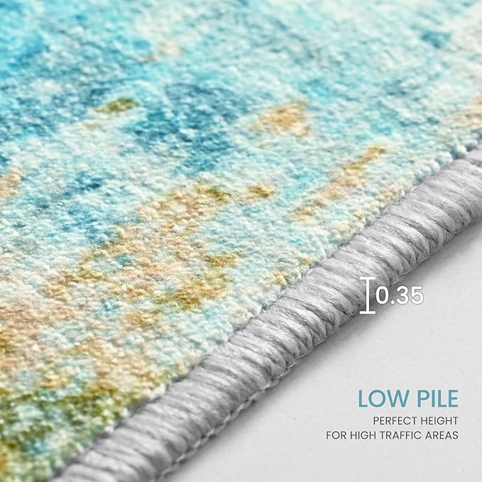 Entrance Rugs Indoor 2x3 Teal Blue Entry Rug Washable Abstract Small Area Rug - Image 8