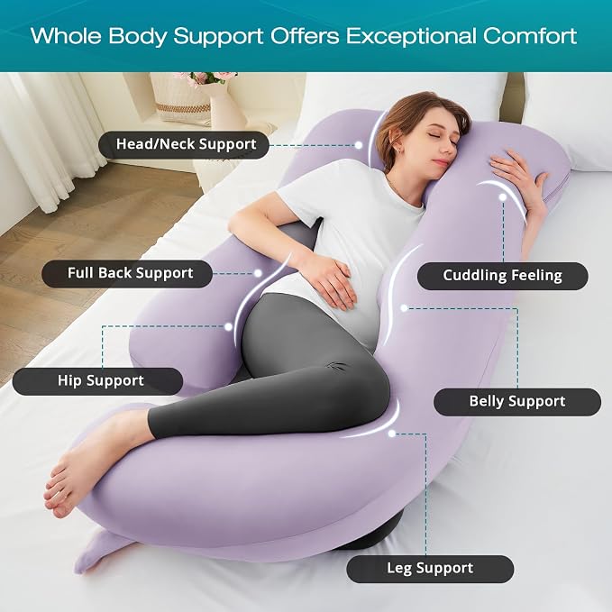 Cooling Pregnancy Pillows for Sleeping, Lavender | Sasttie Maternity Pillow - Image 2